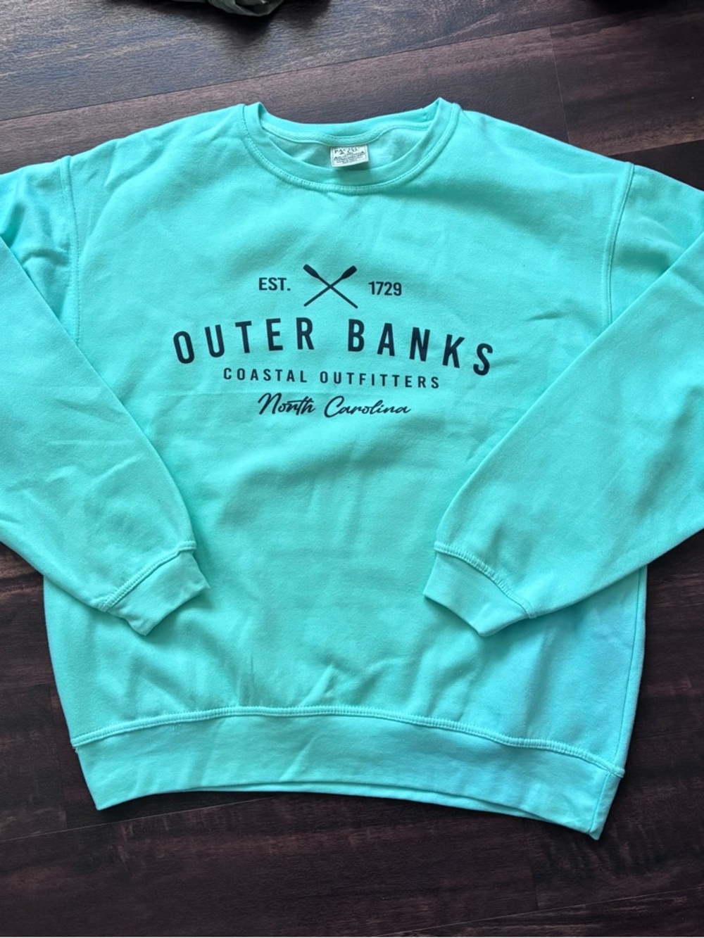 Men's Aqua Crewneck Sweatshirt outer banks obx North Carolina nwot unisex